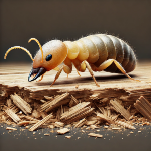 a termite crawling on a wooden surface