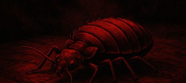 Creeping bed bug in dark shadows