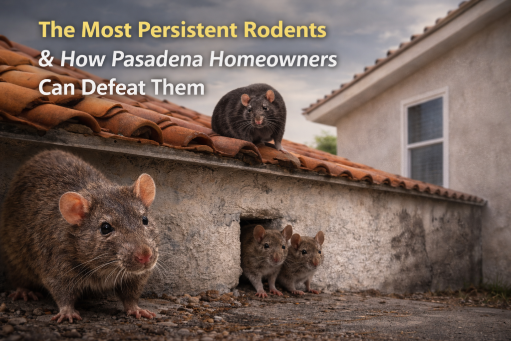 High-resolution image of an attic with rodent entry damage and signs of infestation, highlighting the most persistent rodents Pasadena homeowners face and the need for professional rodent control.