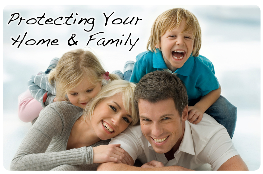 Happy family at home representing professional pest control protection for homes and families in Pasadena CA