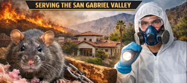 A professional digital composite image showing a concerned tenant standing beside rodent damage with a landlord ignoring the issue, visually representing the urgency of fixing rodent problems in California rental properties.