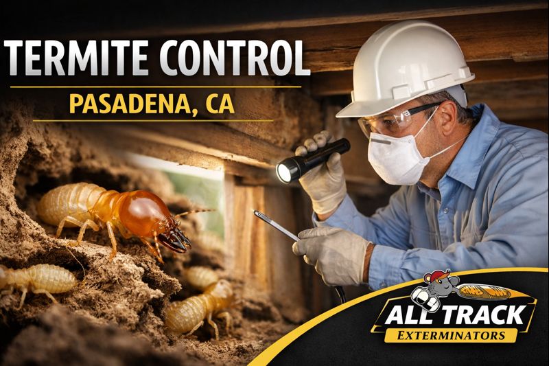 Professional termite control inspection in Pasadena CA by All Track Exterminators protecting homes from structural damage