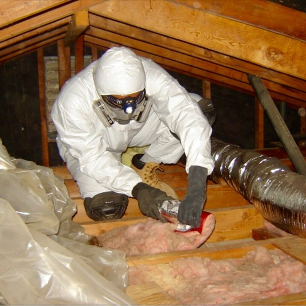 Attic insulation installation after rodent contamination cleanup by All Track Exterminators in Pasadena California