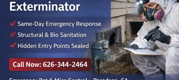 Same-day emergency rodent control specialist and structural sanitation services in Pasadena, CA.