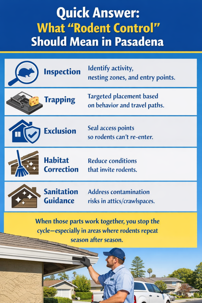 Rodent control tips for Pasadena homeowners including attic inspection and exclusion sealing