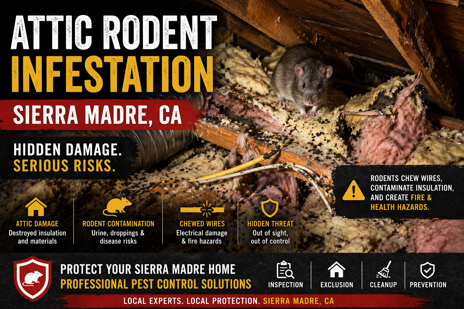 Sierra Madre rodent infestation foothill home attic activity