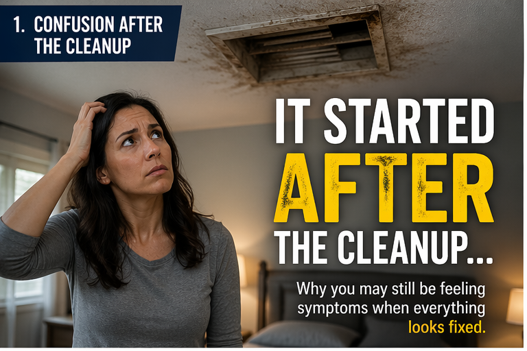 Homeowner noticing scratching and discomfort after attic cleanup due to hidden biological pest activity