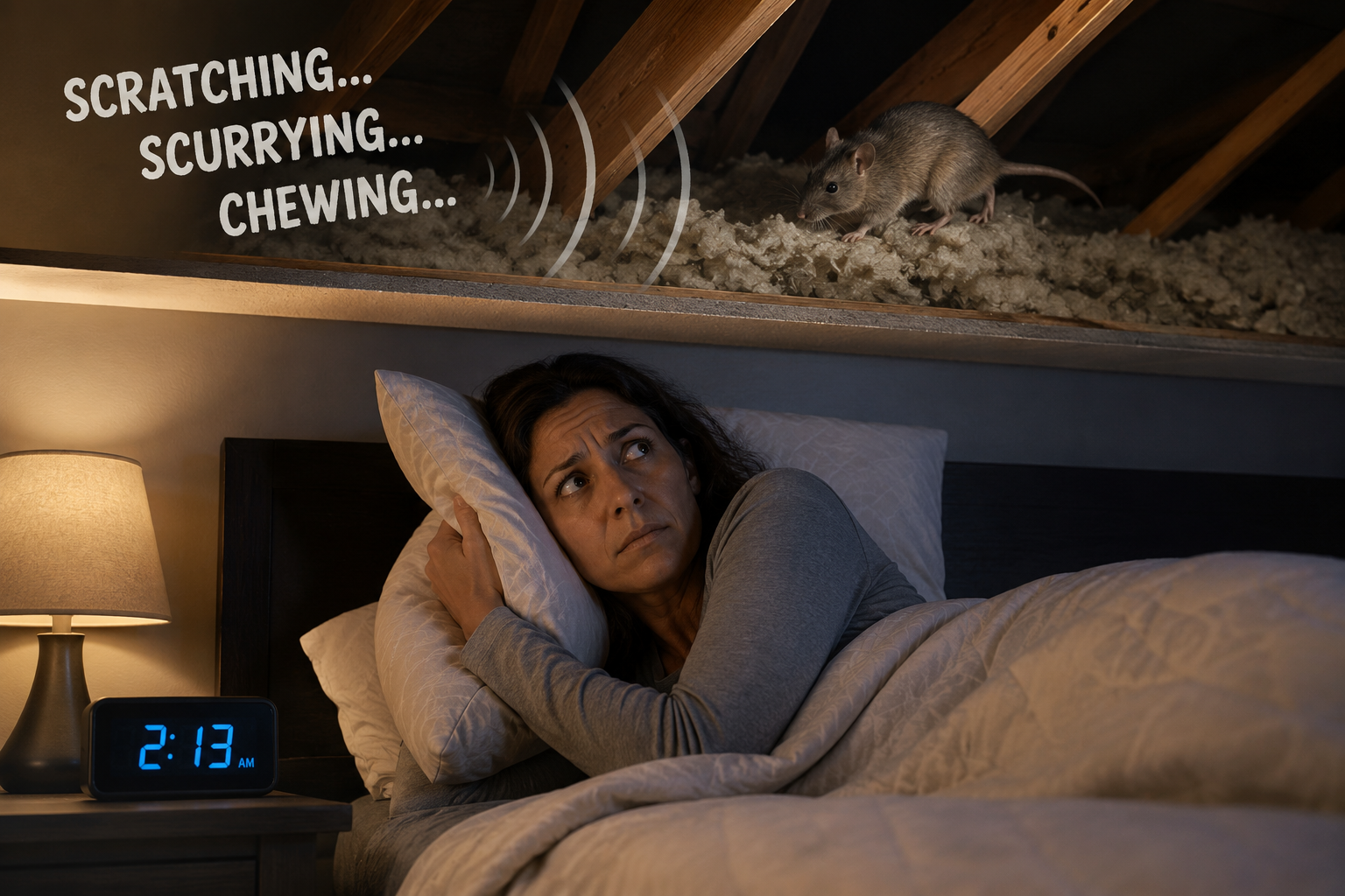 Pasadena homeowner hearing scratching sounds at night caused by possible rodent activity inside the attic