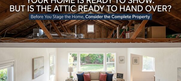 Staged home with attic above illustrating pre-sale attic inspection for San Gabriel Valley home sellers.