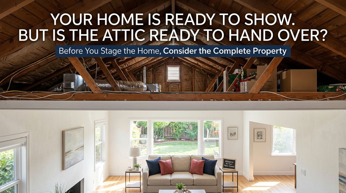 Staged home with attic above illustrating pre-sale attic inspection for San Gabriel Valley home sellers.